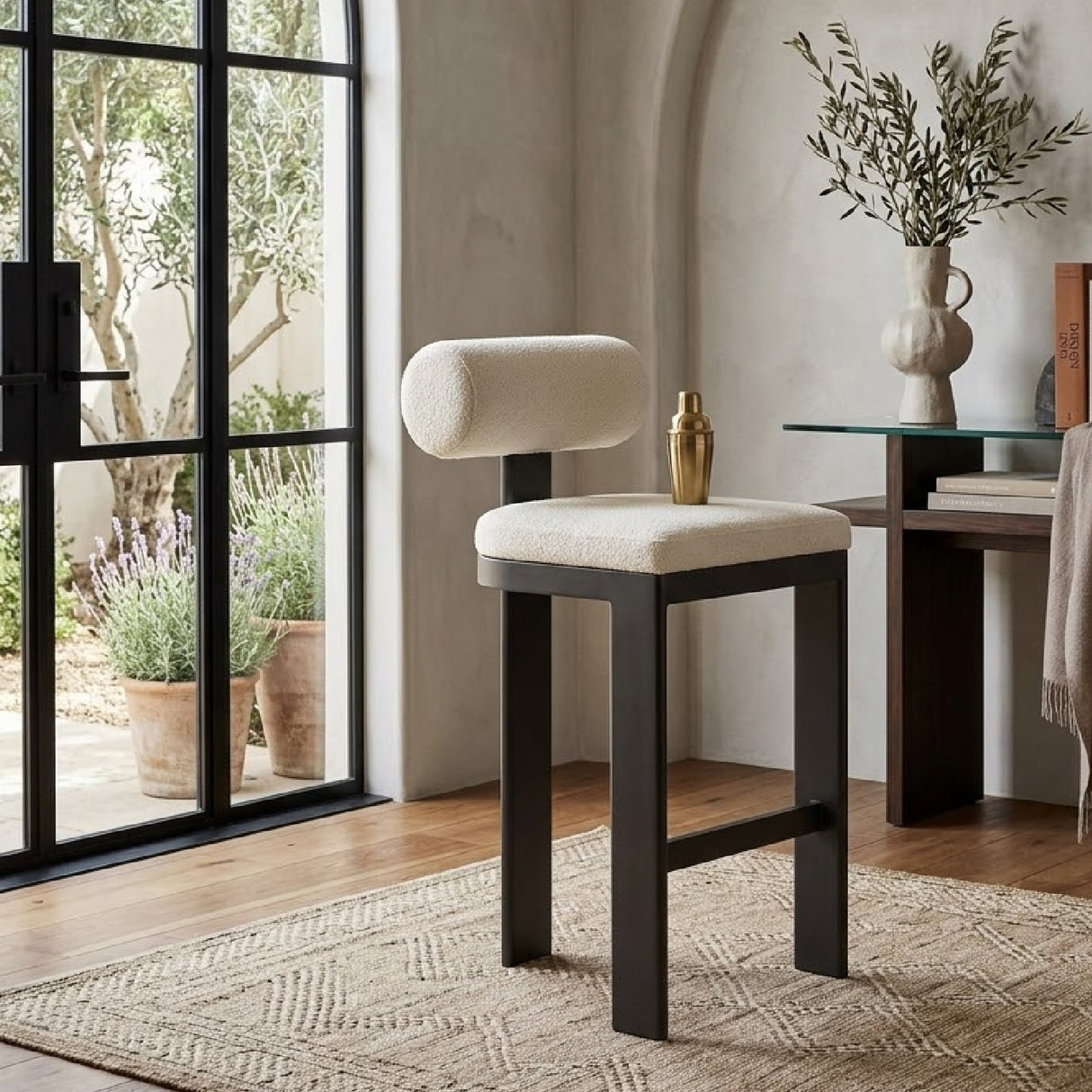 Modern European furniture - White Padded Outdoor Bar Stool - www.oroa.com | Oroa.com