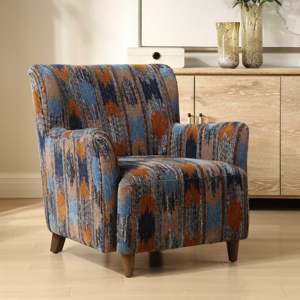 Ikat Print Chenille Lounge Chair | Oroa.com