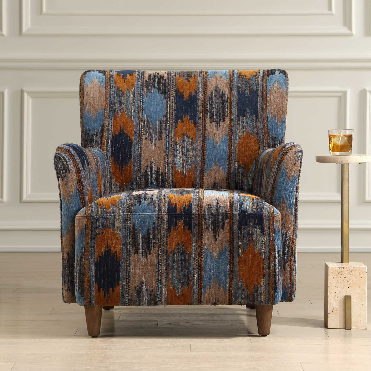 Ikat Print Chenille Lounge Chair | Oroa.com