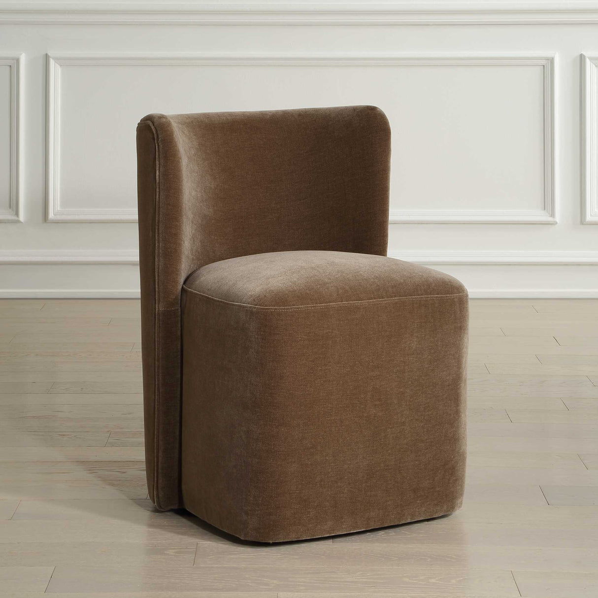 Brown Velvet Caster Dining Chair | Oroa.com