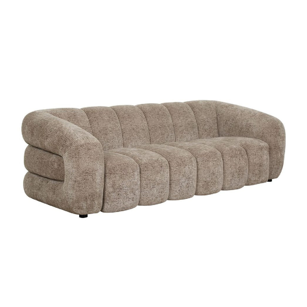 Modern European furniture - Beige Chenille Channeled Sofa - www.oroa.com | Oroa.com