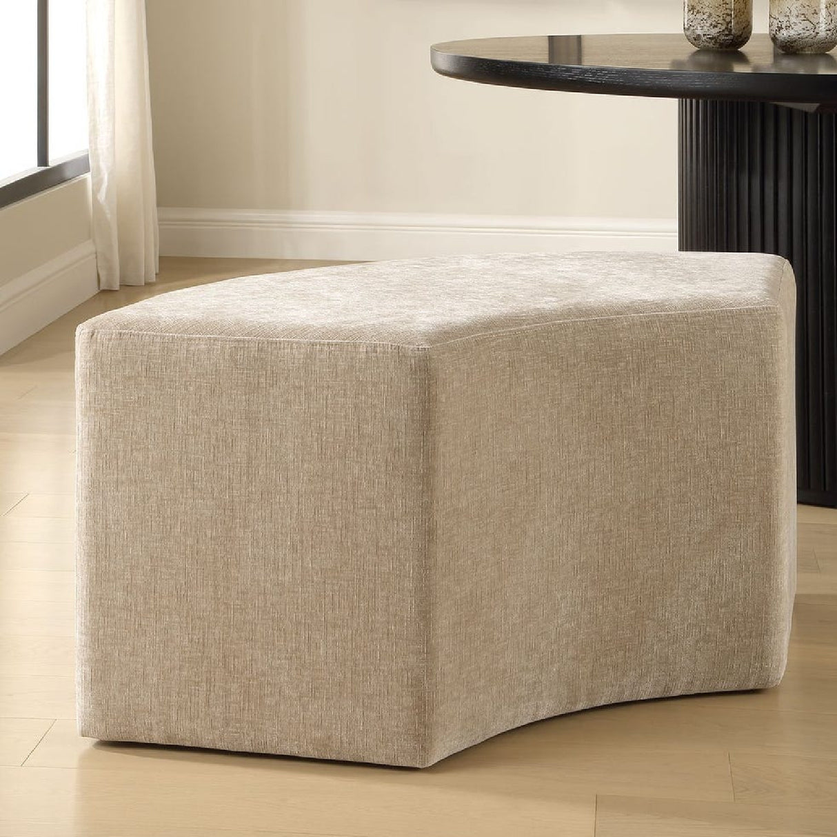 Modern European furniture - Beige Velvet Curved Bench - www.oroa.com | Oroa.com