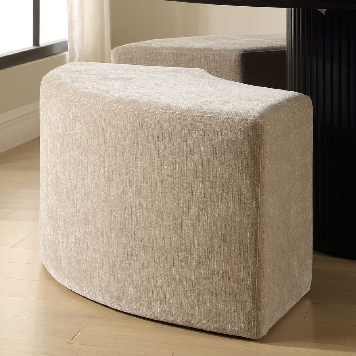 Modern European furniture - Beige Velvet Curved Bench - www.oroa.com | Oroa.com