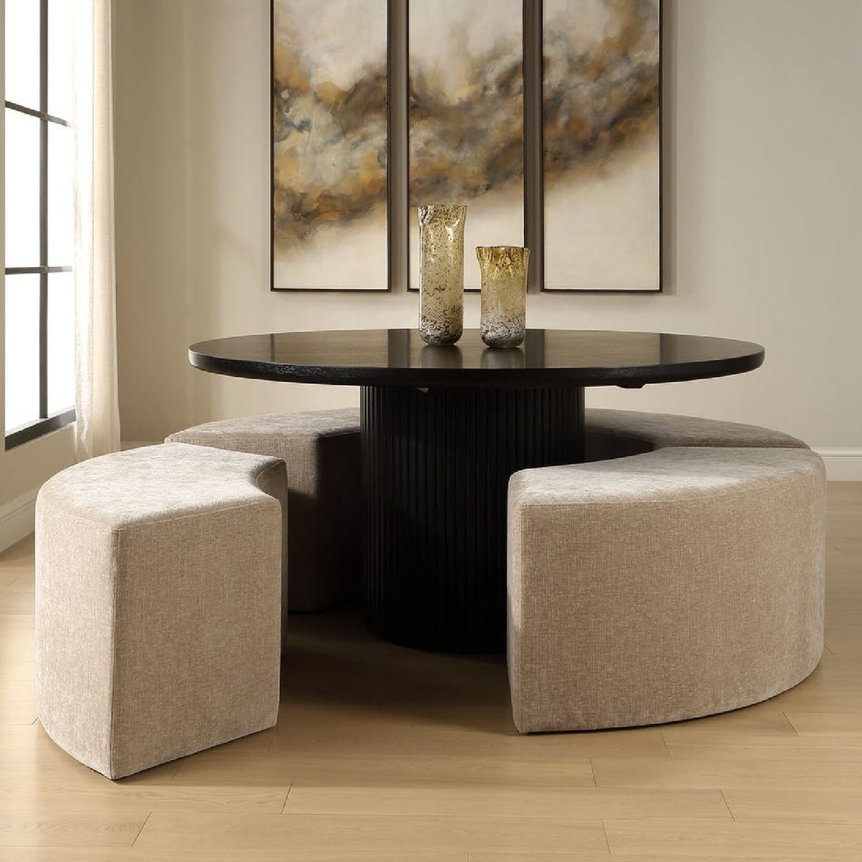 Modern European furniture - Beige Velvet Curved Bench - www.oroa.com | Oroa.com