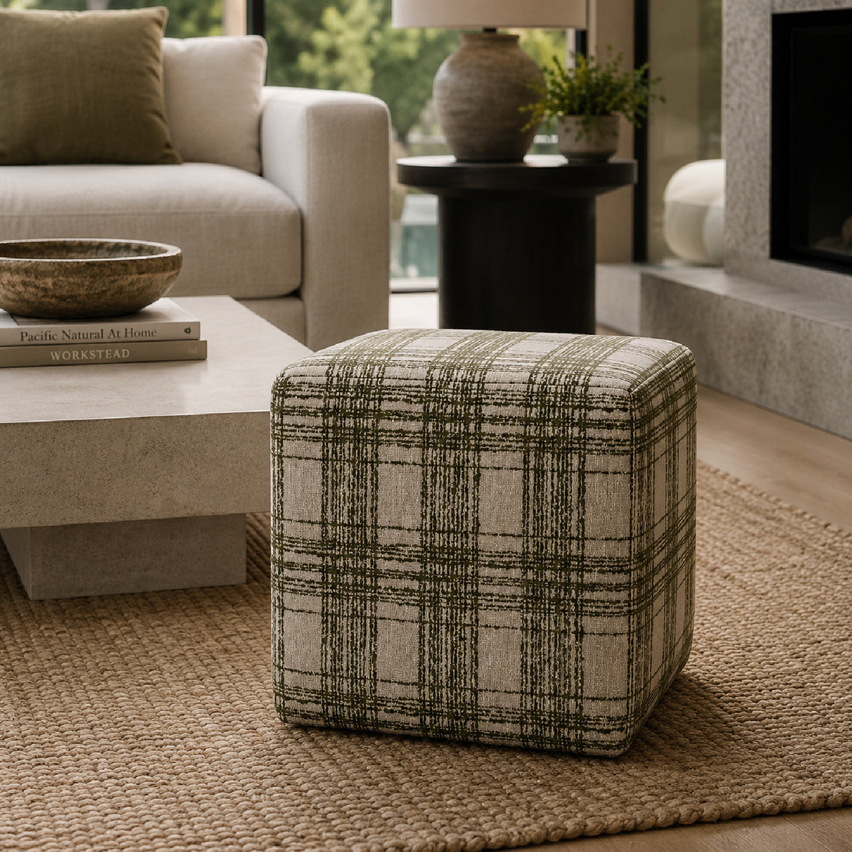 Chenille Cube Ottoman | Oroa.com