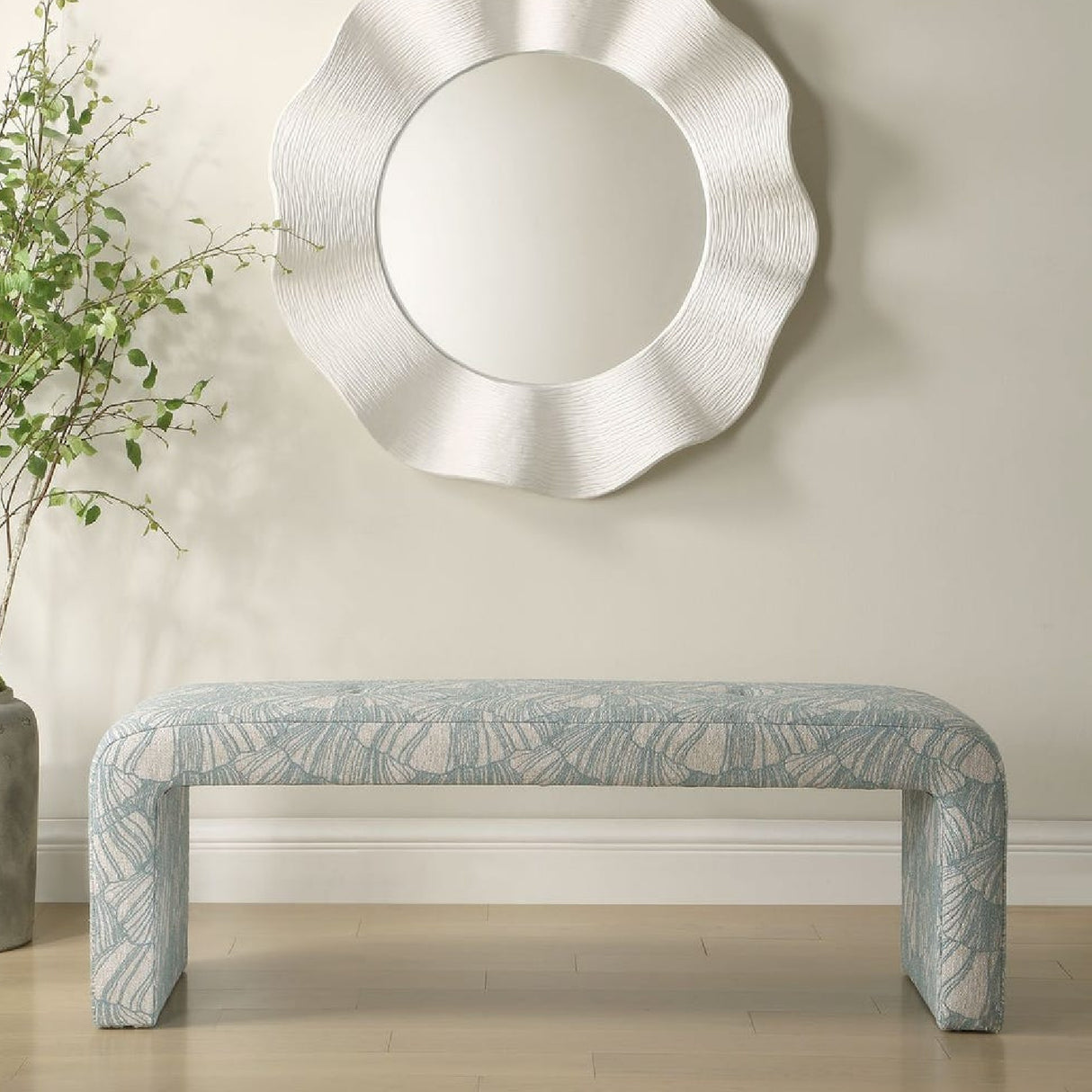 Modern European furniture - Blue Shell Printed Bench - www.oroa.com | Oroa.com