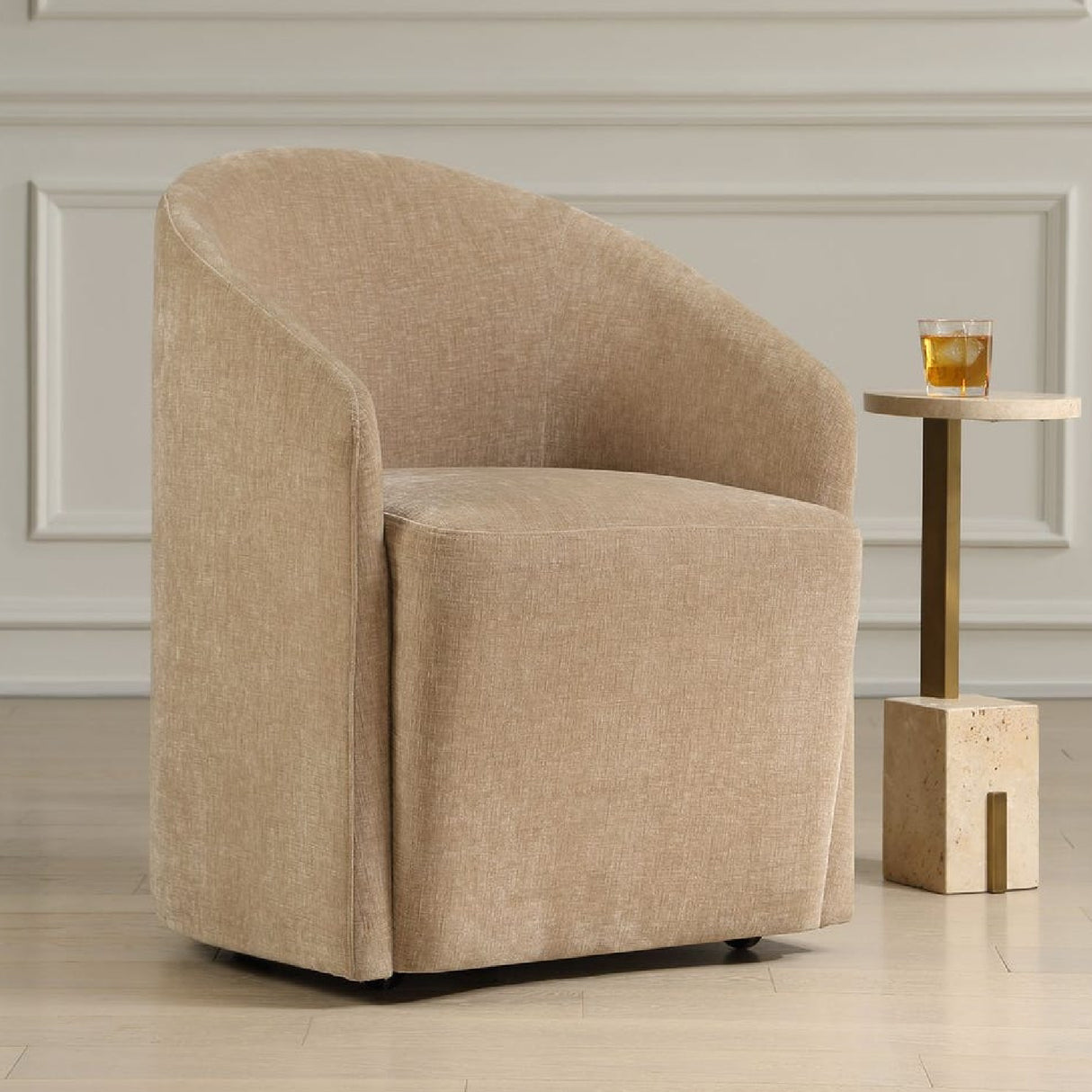 Velvet Dining Chair with Casters | Oroa.com