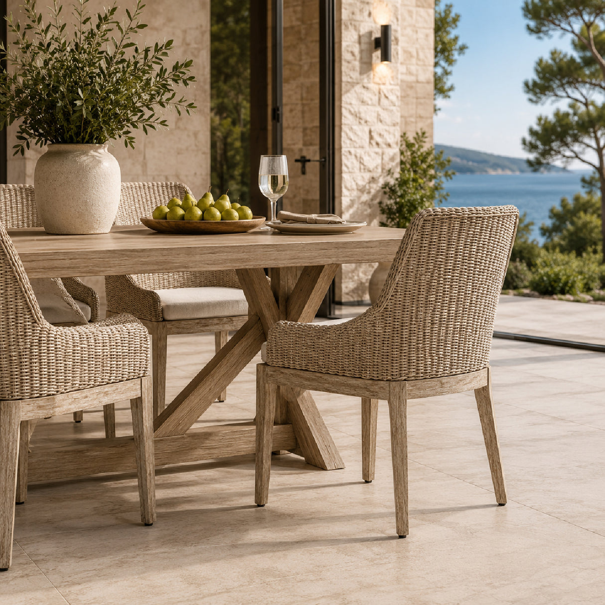Modern European furniture - Beige Wicker Outdoor Dining Chair - www.oroa.com | Oroa.com