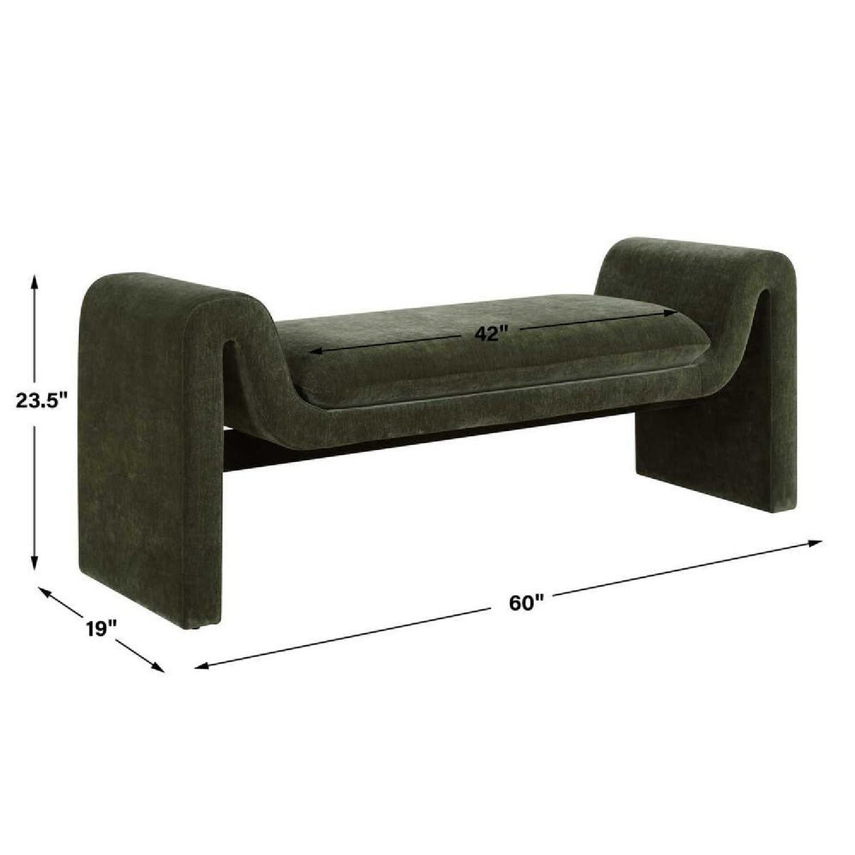 Modern European furniture - Green Velvet Curved Bench - www.oroa.com | Oroa.com
