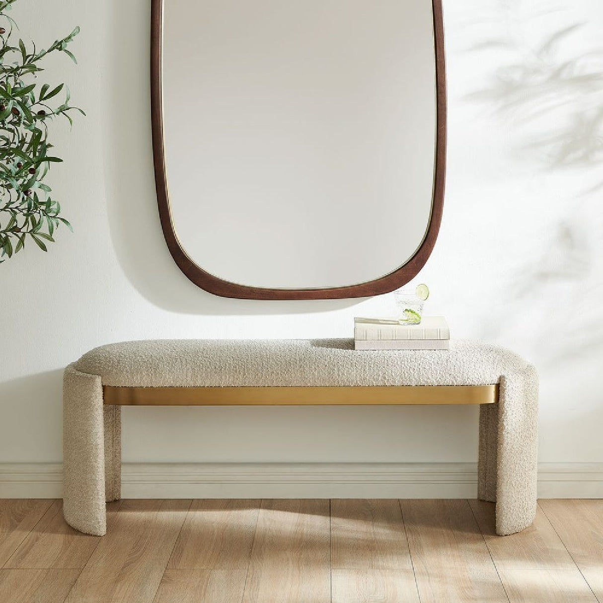 Modern European furniture - White Boucle Bench - www.oroa.com | Oroa.com