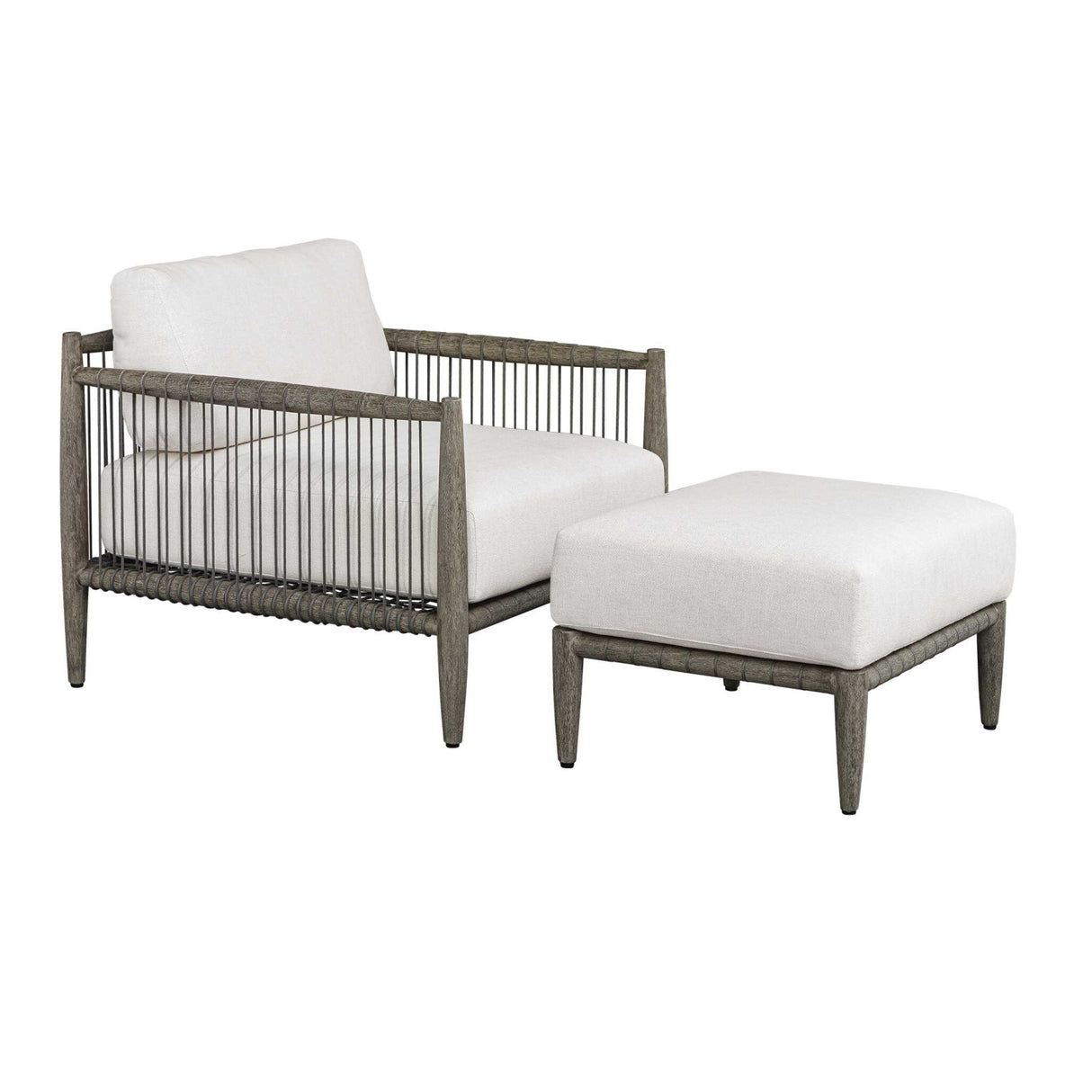 White Cushioned Outdoor Ottoman | Oroa.com