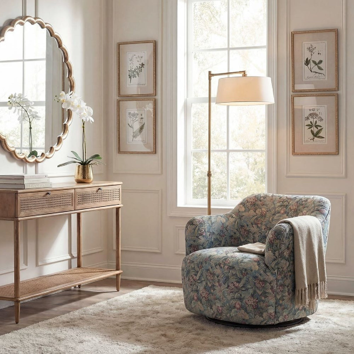Modern European furniture - Floral Print Swivel Chair - www.oroa.com | Oroa.com