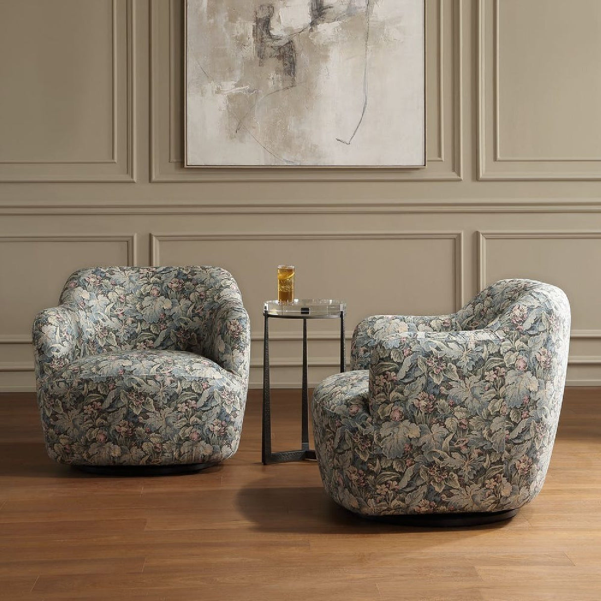 Modern European furniture - Floral Print Swivel Chair - www.oroa.com | Oroa.com