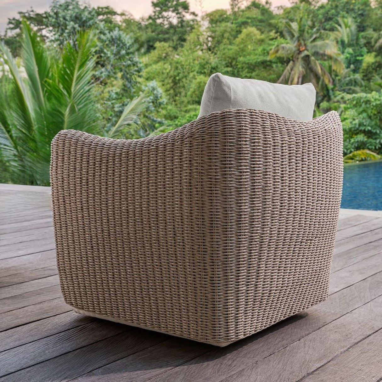 Modern European furniture - Beige Outdoor Swivel Lounge Chair - www.oroa.com | Oroa.com