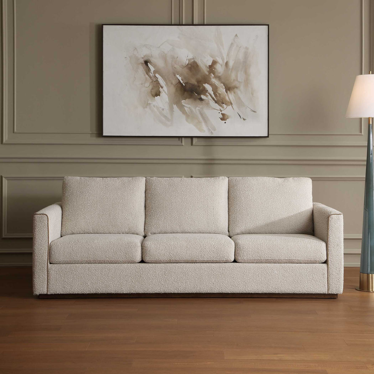 Modern European furniture - Cream Boucle Piped Sofa - www.oroa.com | Oroa.com