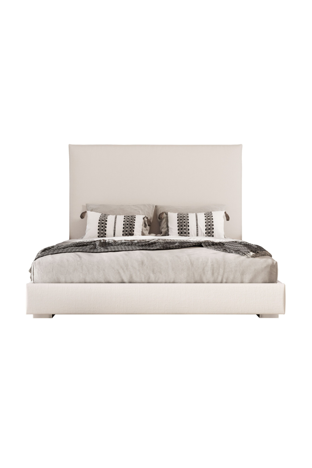 Beige High-Headboard Queen Bed | Oroa.com