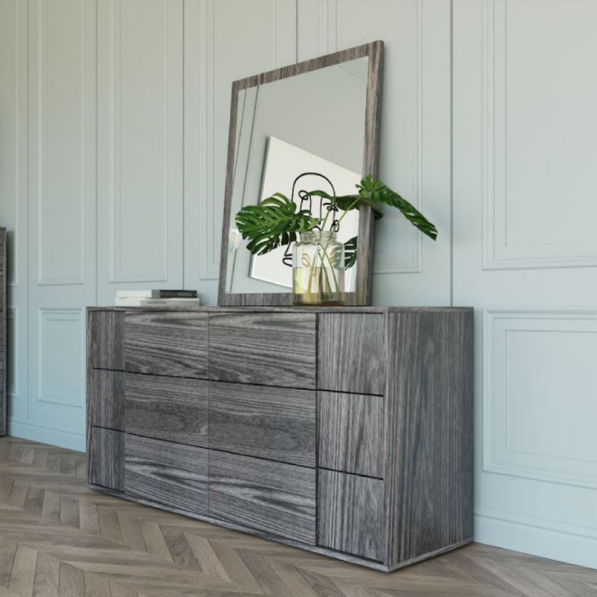 6-Drawer Gray Elm Dresser | Oroa.com