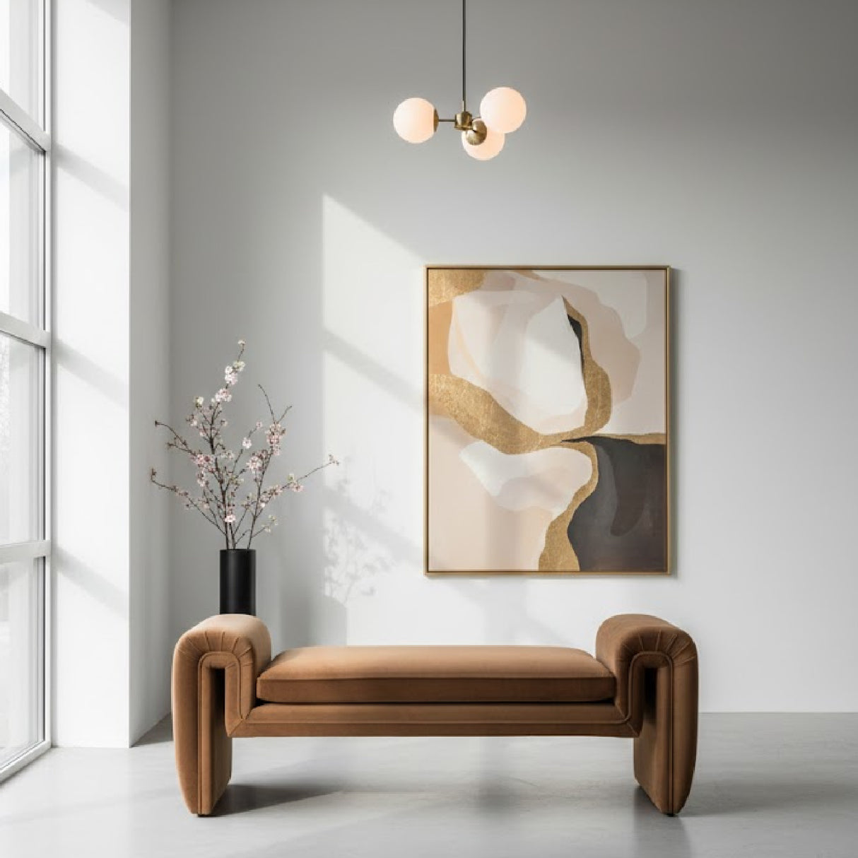 Modern or European furniture - Brown Velvet Bench - link to oroa.com | Oroa.com