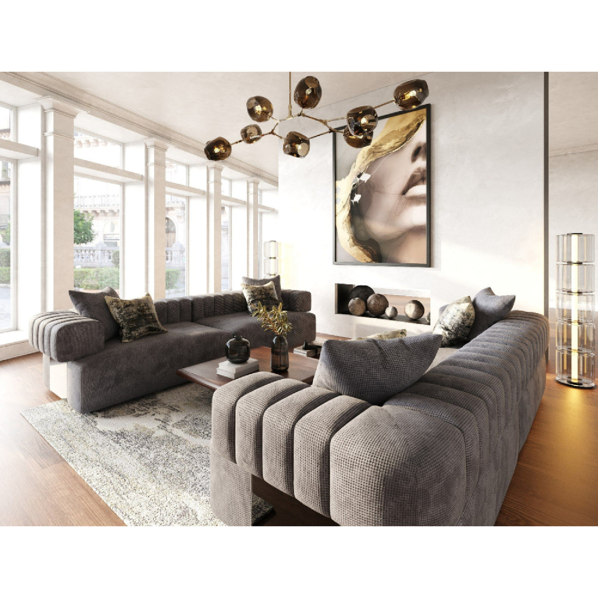 Square-Armed 2-Piece Sofa | Oroa.com