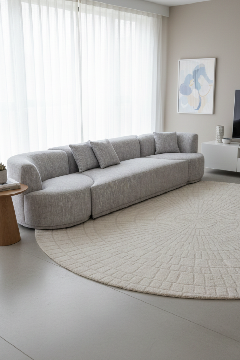 Gray 4-Seater Sofa with Swirling Chairs | Oroa.com