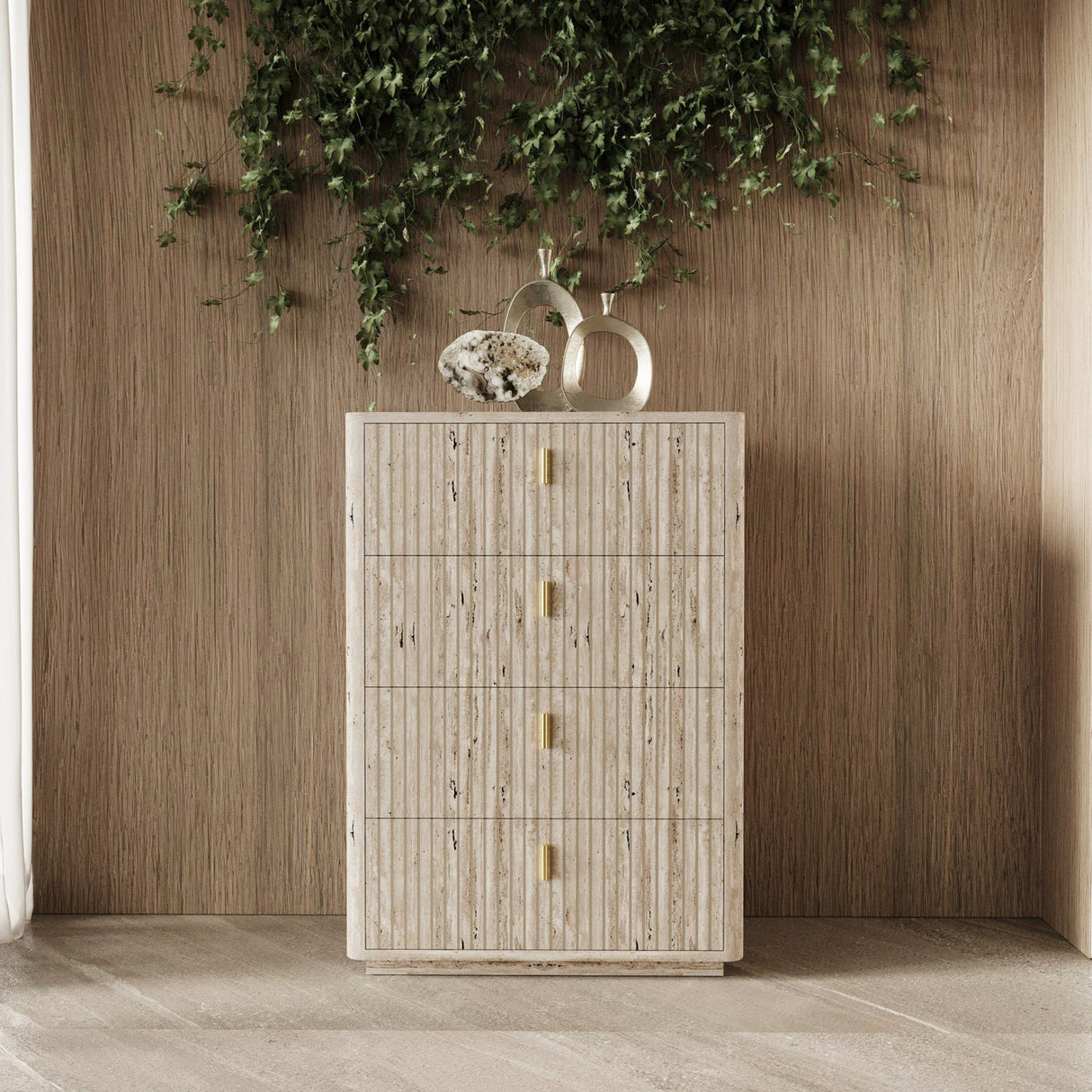 Travertine 4-Drawer Desk | Oroa.com