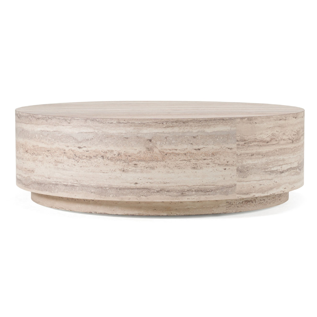 Round Travertine-Inspired Coffee Table | Oroa.com