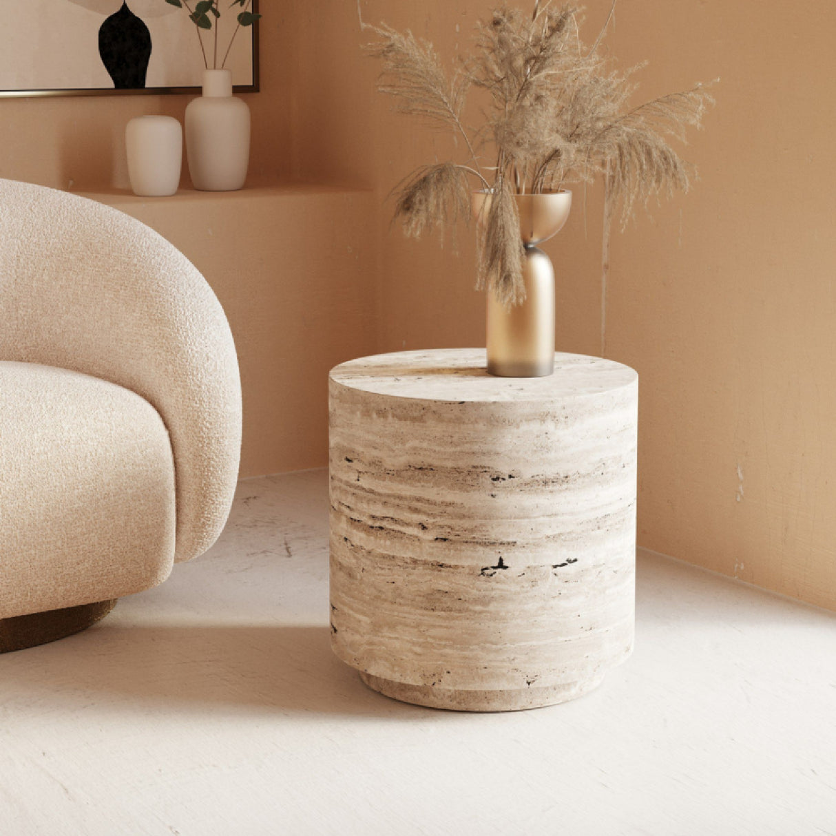 Travertine End Table | Oroa.com