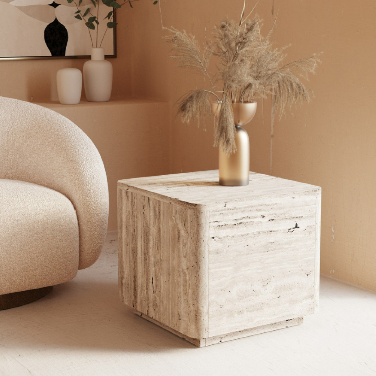 Travertine End Table | Oroa.com