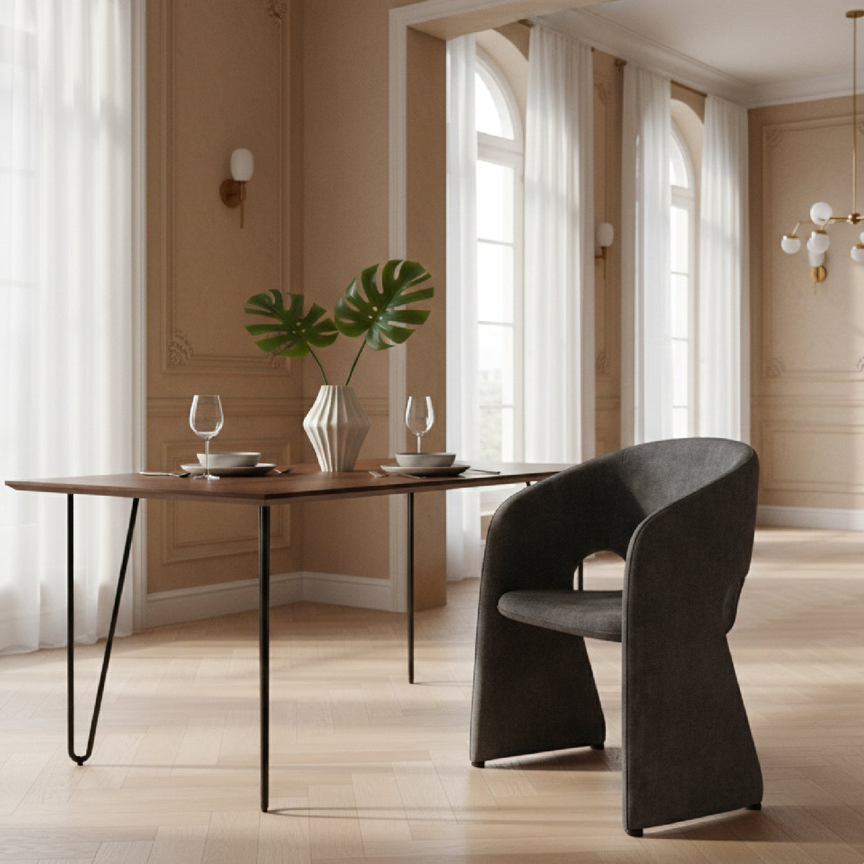 Dark Gray Velvet Dining Chair | Oroa.com