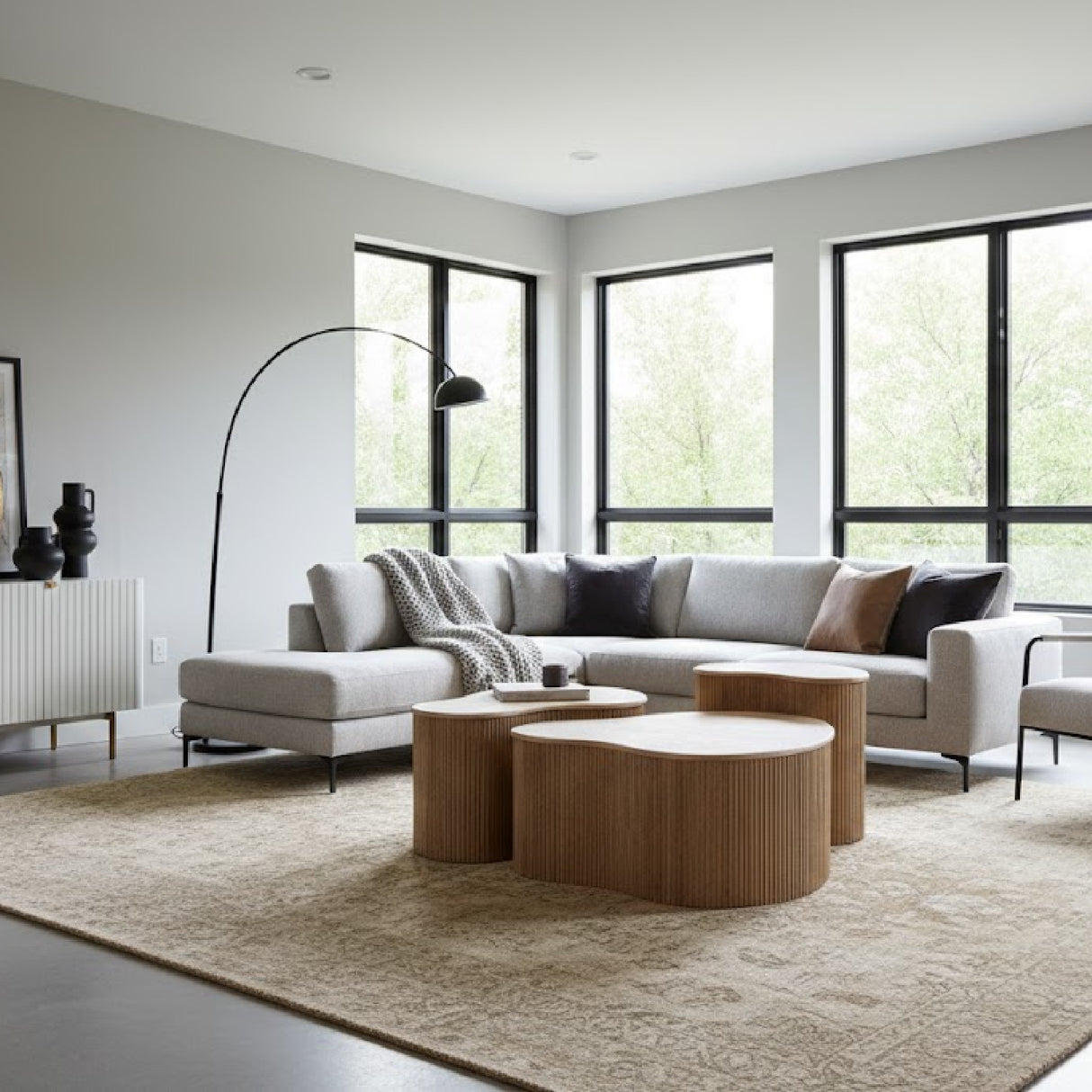 Freeform Travertine Coffee Table Set (3) | Oroa.com