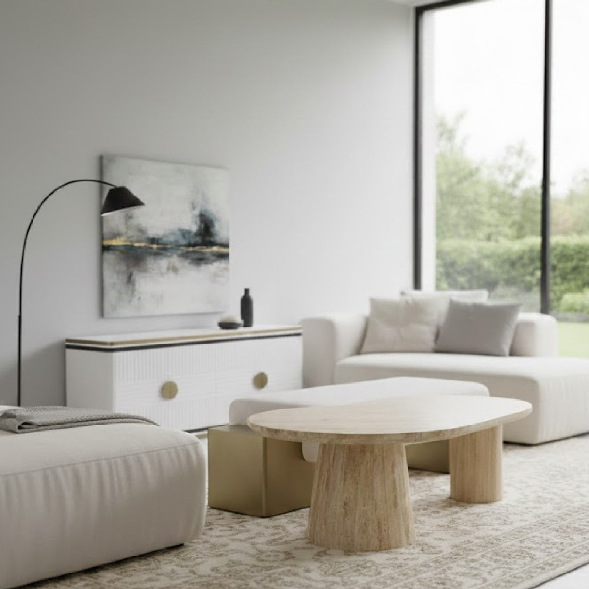 Freeform Travertine Coffee Table | Oroa.com