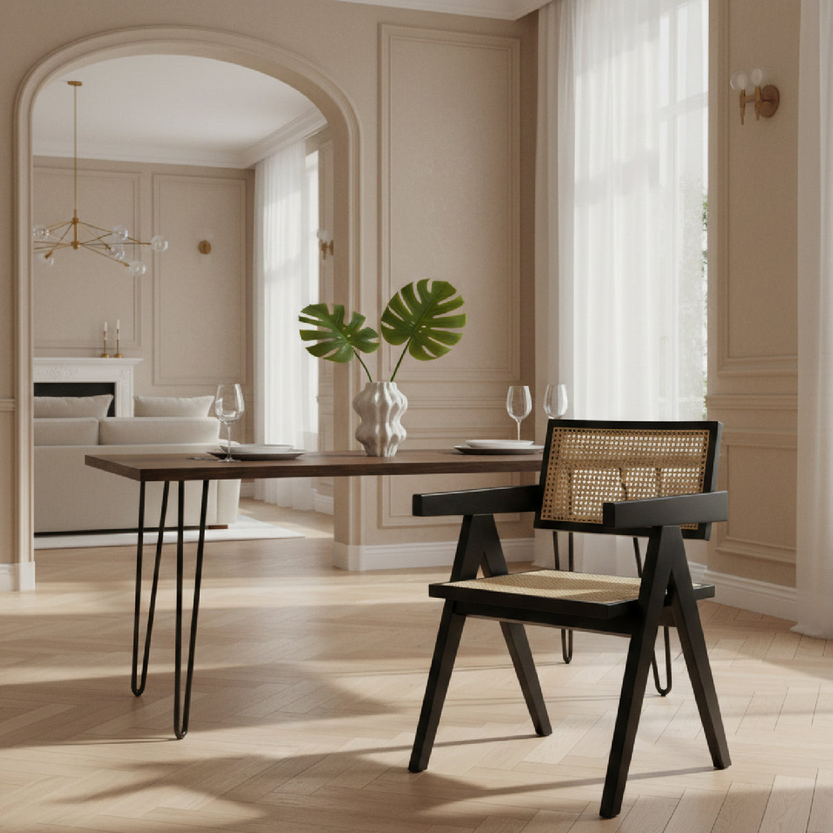 Black Framed Rattan Dining Armchair | Oroa.com