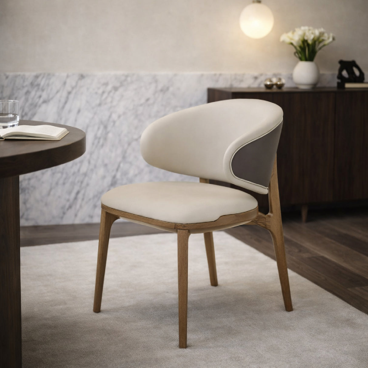 Cream Vegan Leather Dining Chair | Oroa.com