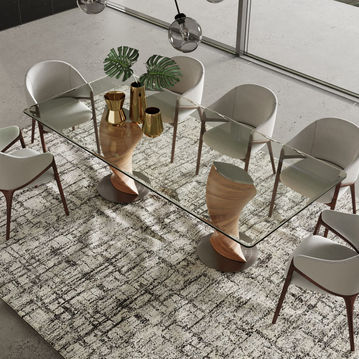 Twisted Wood Base Dining Table | Oroa.com