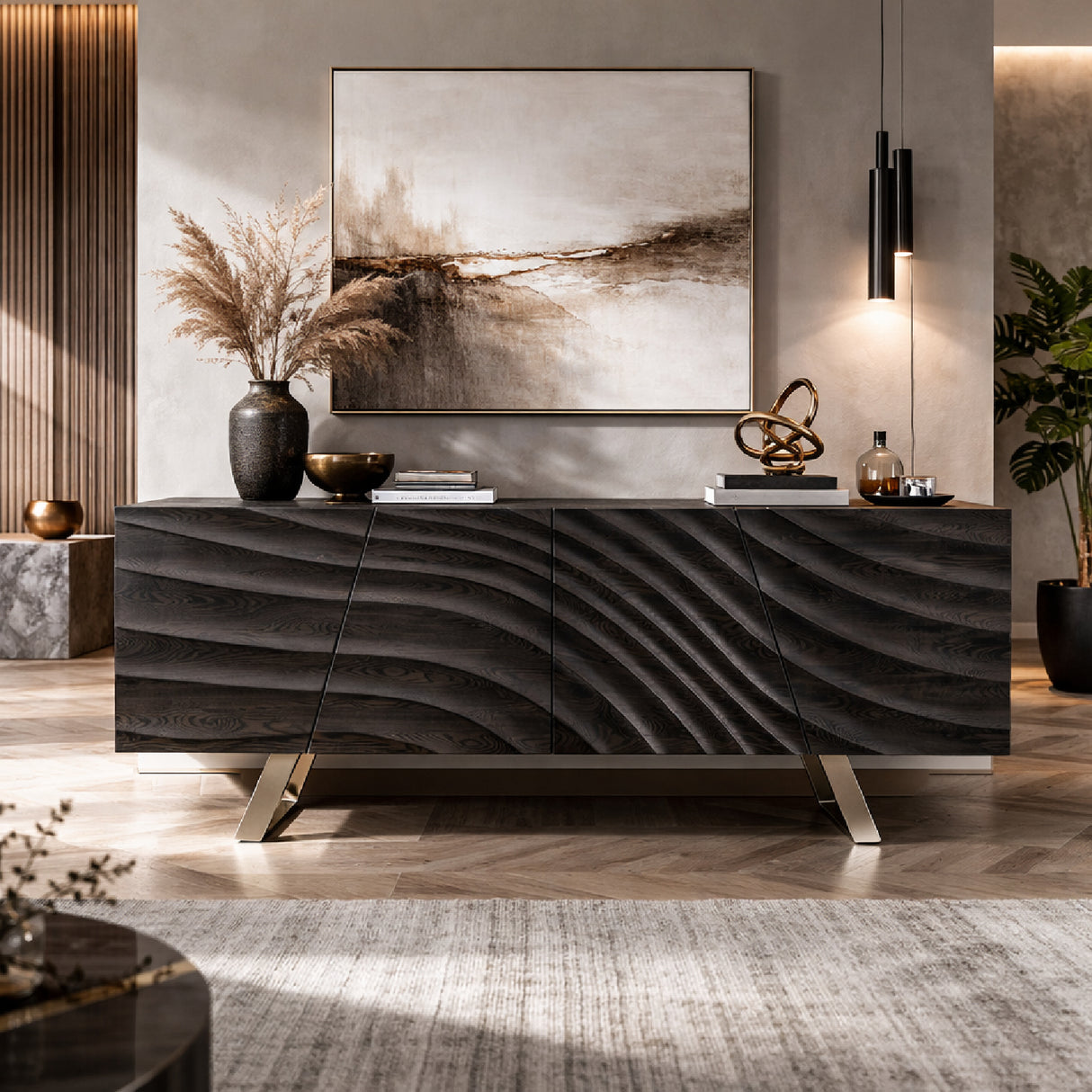 Wave Patterned Ash Sideboard | Oroa.com