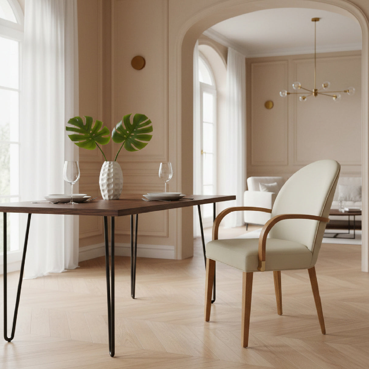 Taupe Vegan Leather Dining Armchair | Oroa.com