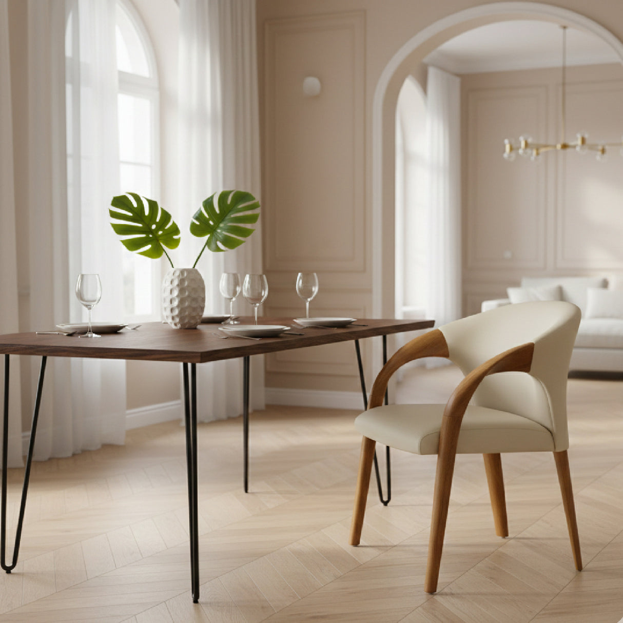 Light Gray Leather Dining Chair | Oroa.com