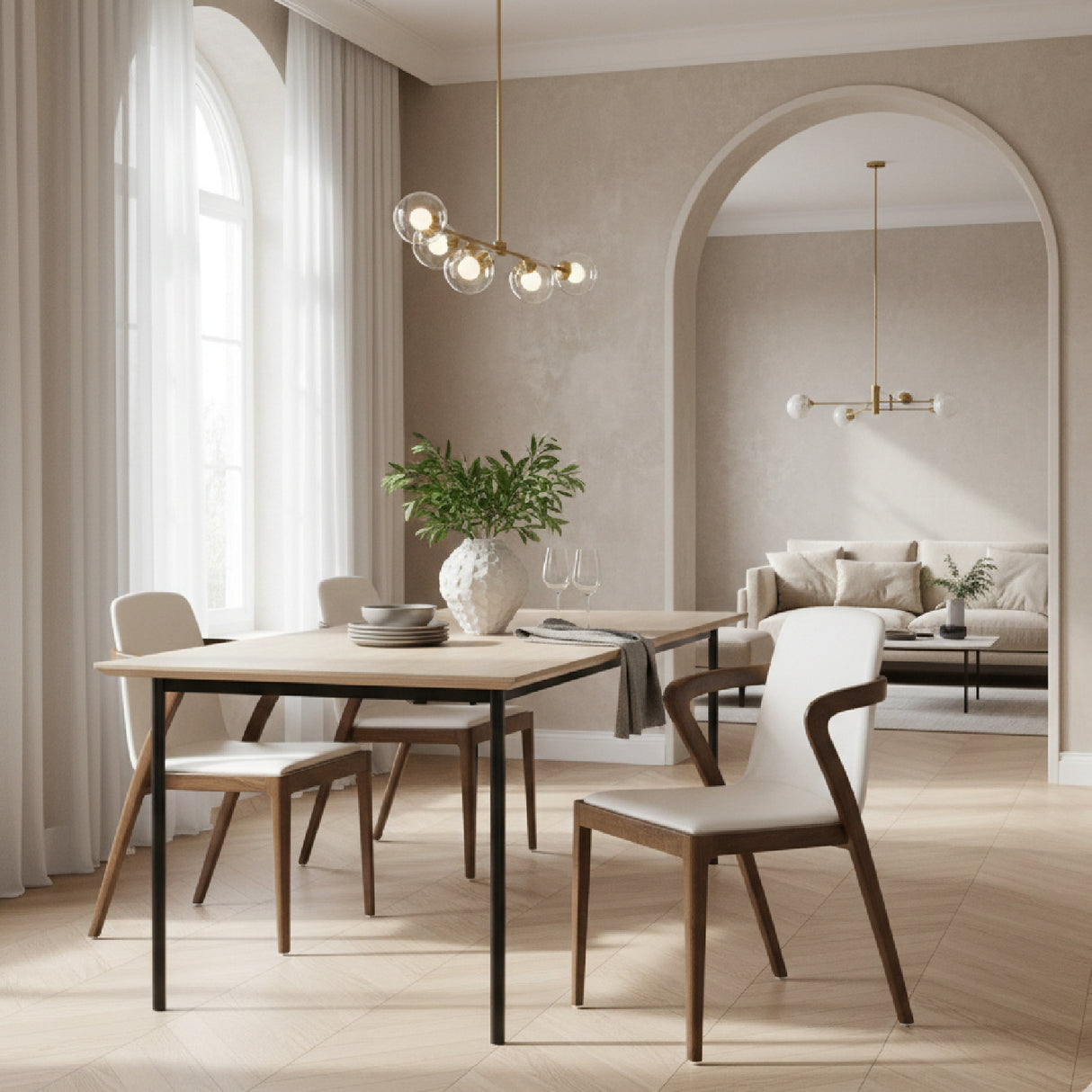 Walnut Framed Cream Dining Chair | Oroa.com