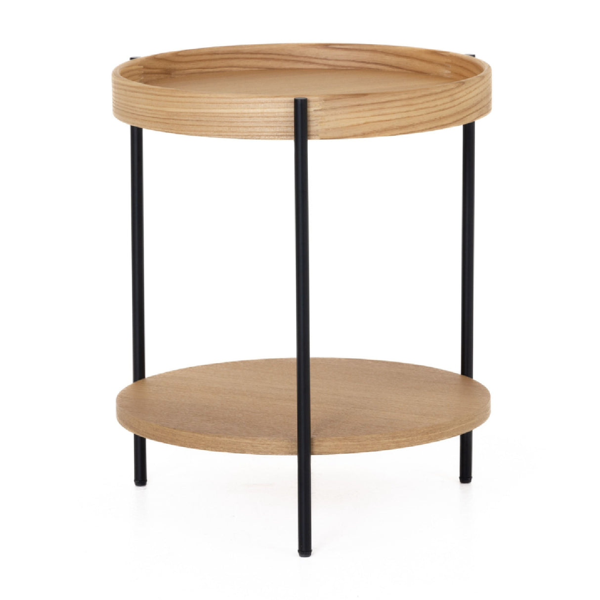 Round Wooden 2-Layer End Table | Oroa.com