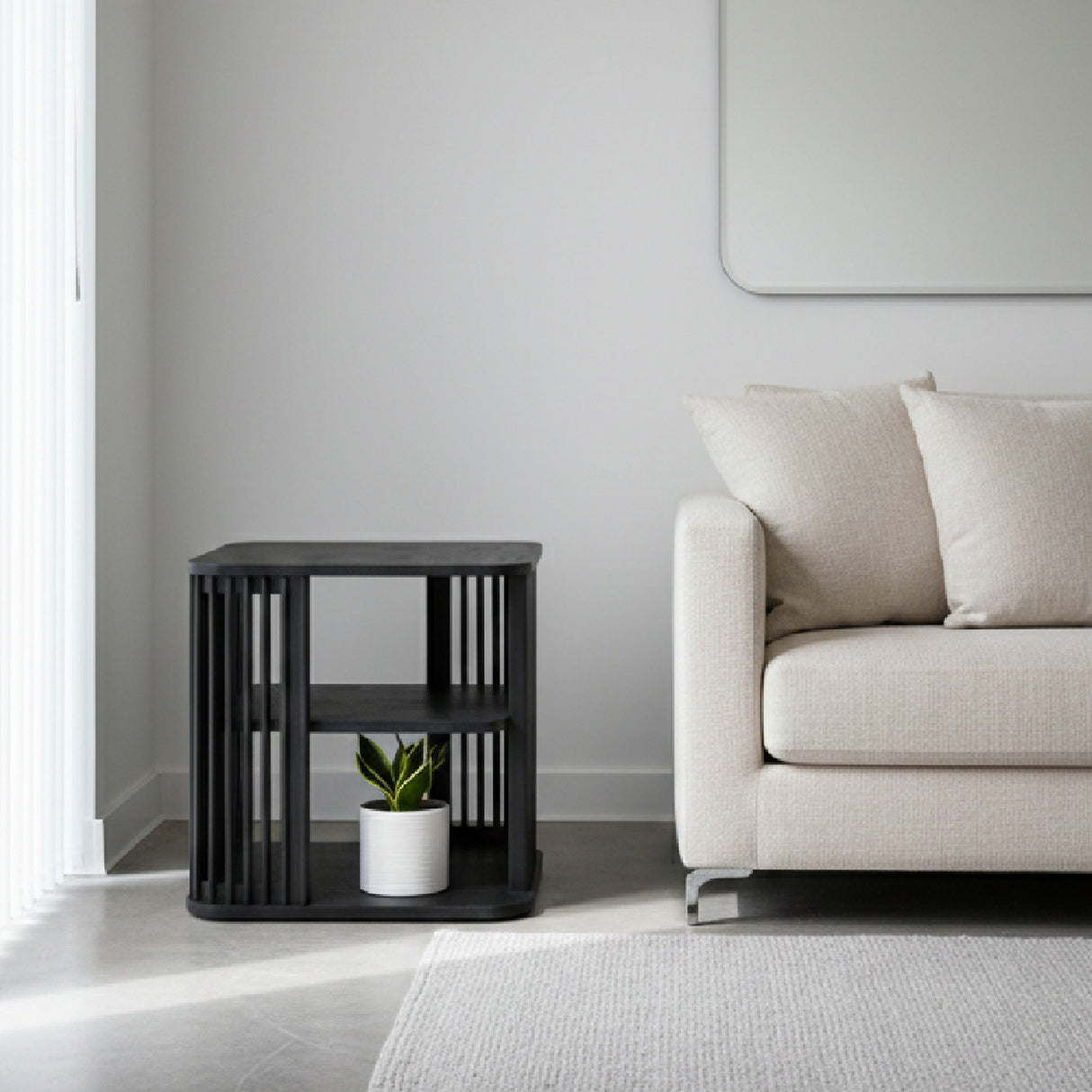 Slatted Black Ash End Table | Oroa.com