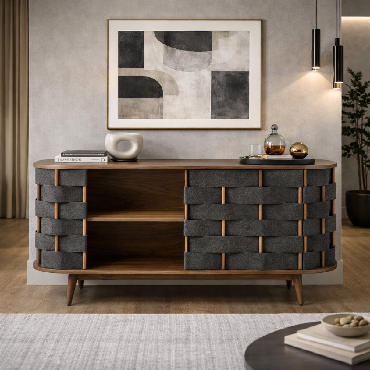 Gray Woven Fabric Sideboard | Oroa.com