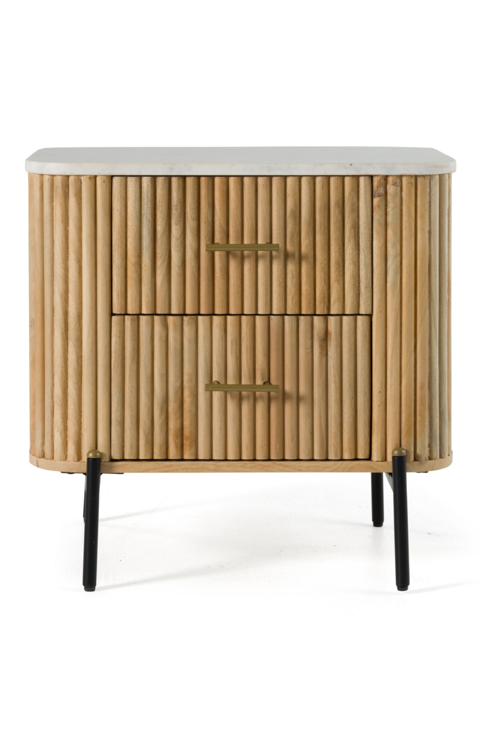Varnished Mango Wood 2-Drawer Nightstand | Oroa.com