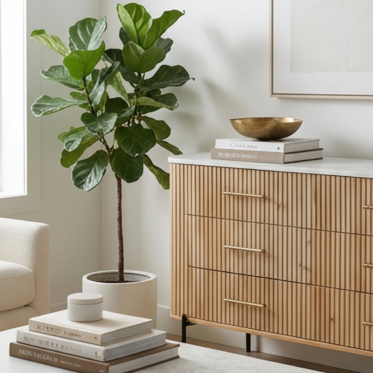 Fluted Mango Wood 6-Drawer Dresser | Oroa.com