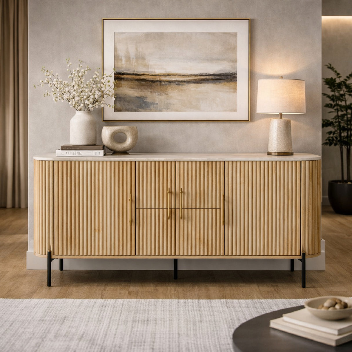 Fluted Mango Wood Sideboard | Oroa.com