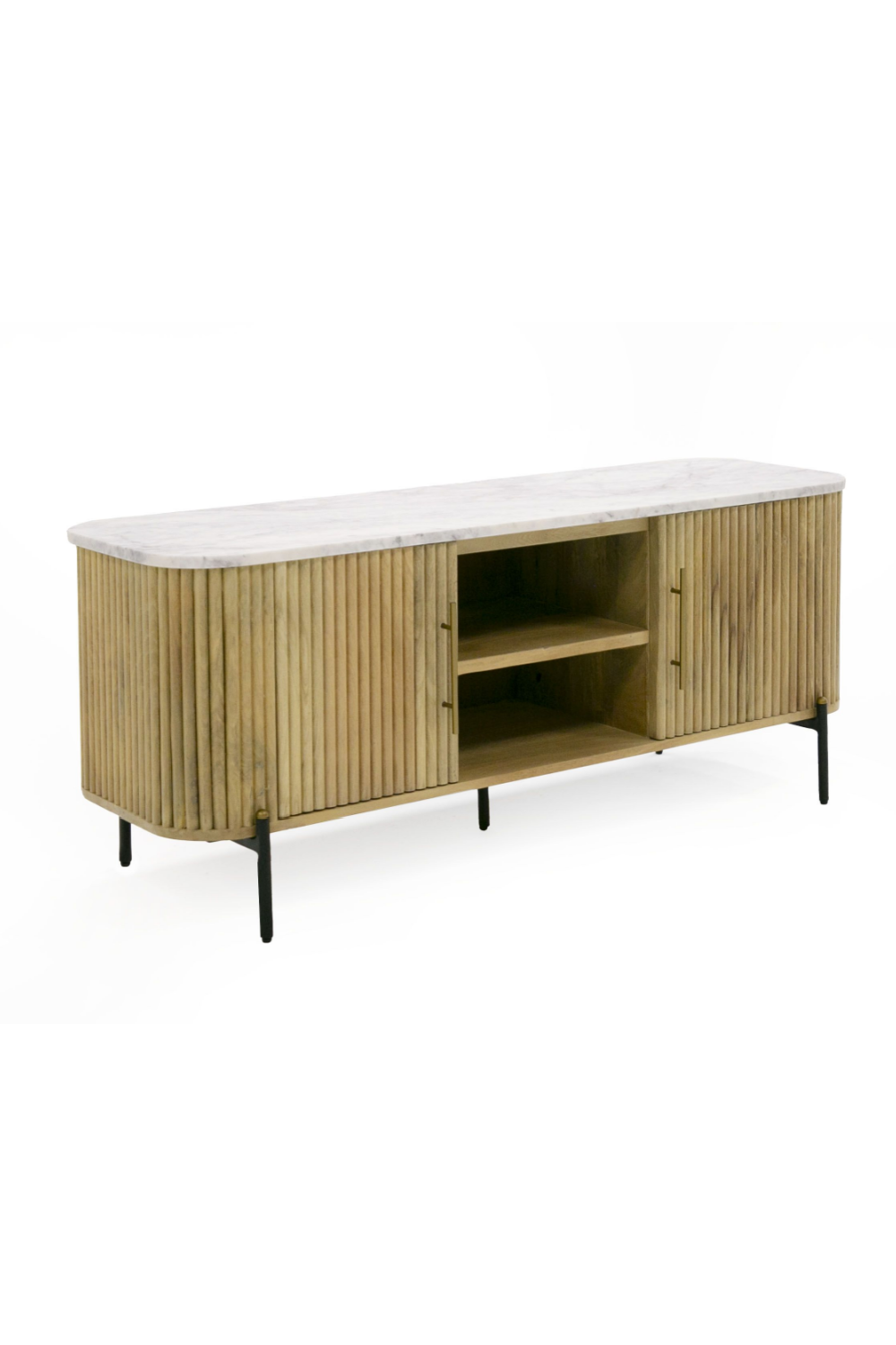 Fluted Mango Wood Media Unit | Oroa.com