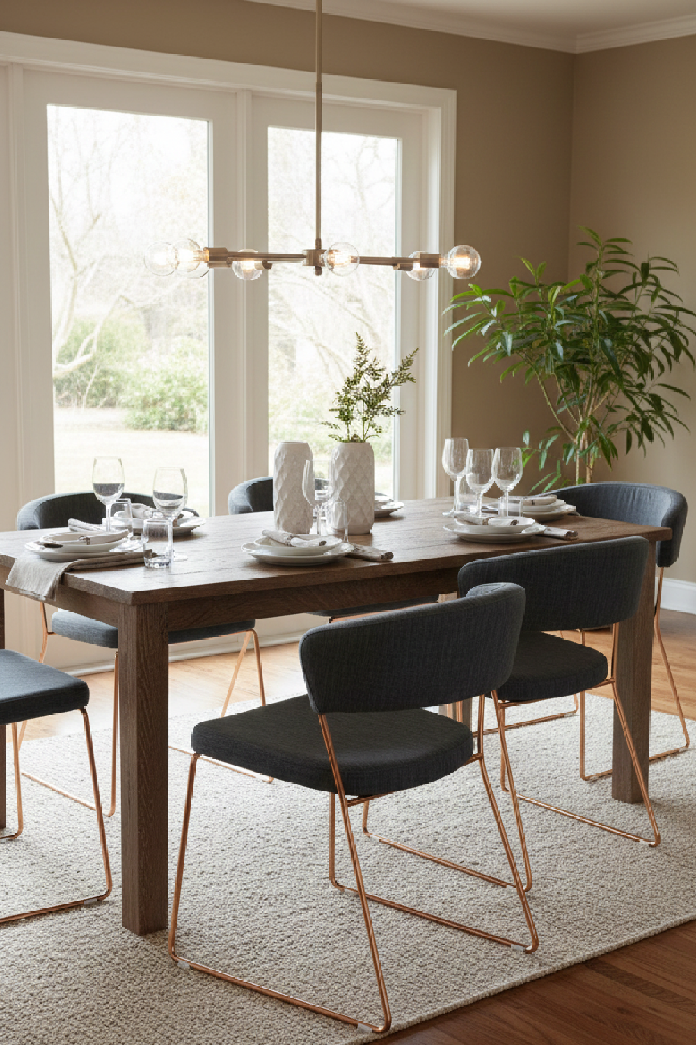 Rosegold Frame Gray Dining Chairs (2) | Oroa.com