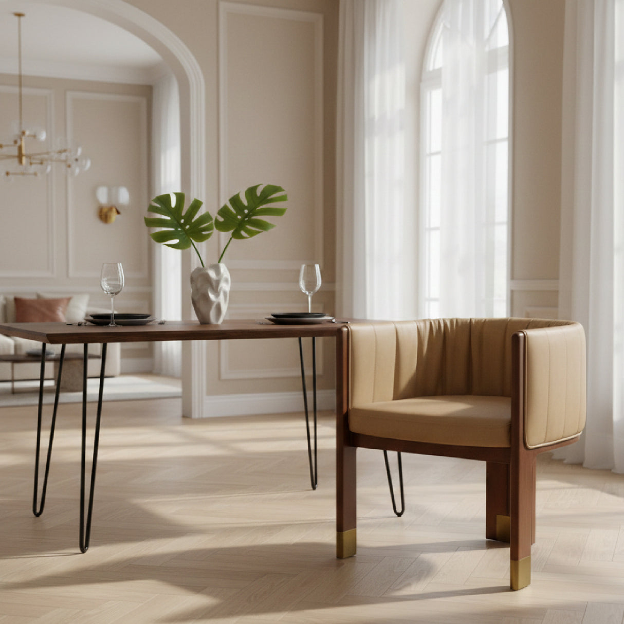 Tan Vegan Leather Dining Chair | Oroa.com