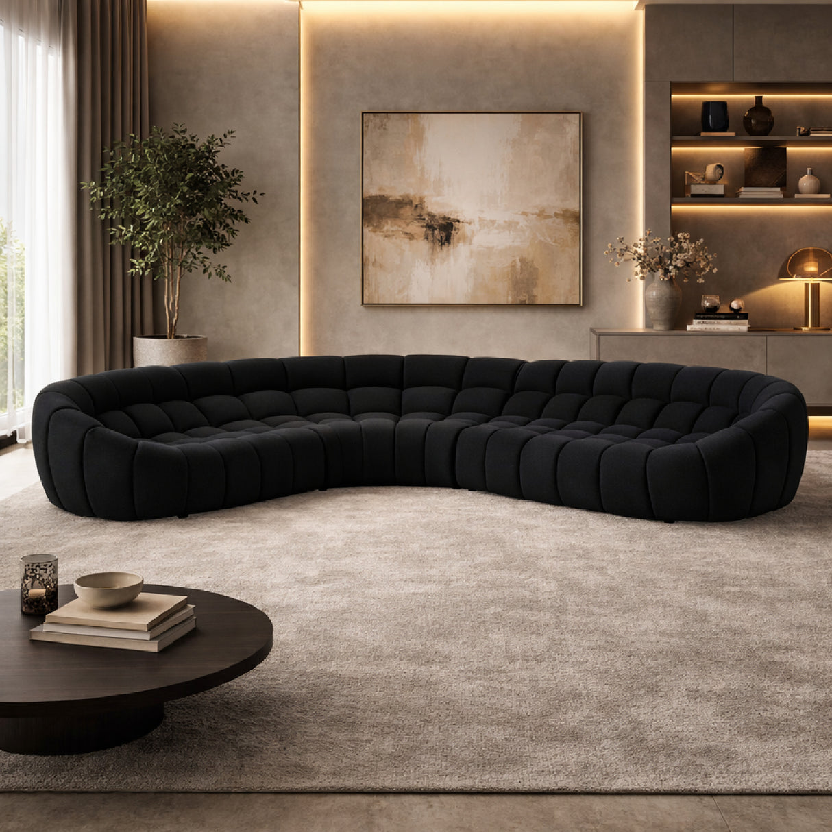 Black Tufted Sectional Sofa | Oroa.com