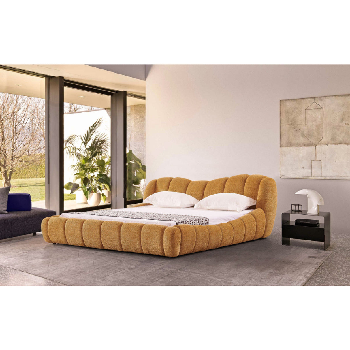 Upholstered Panel Camel Headboard Bed | Oroa.com