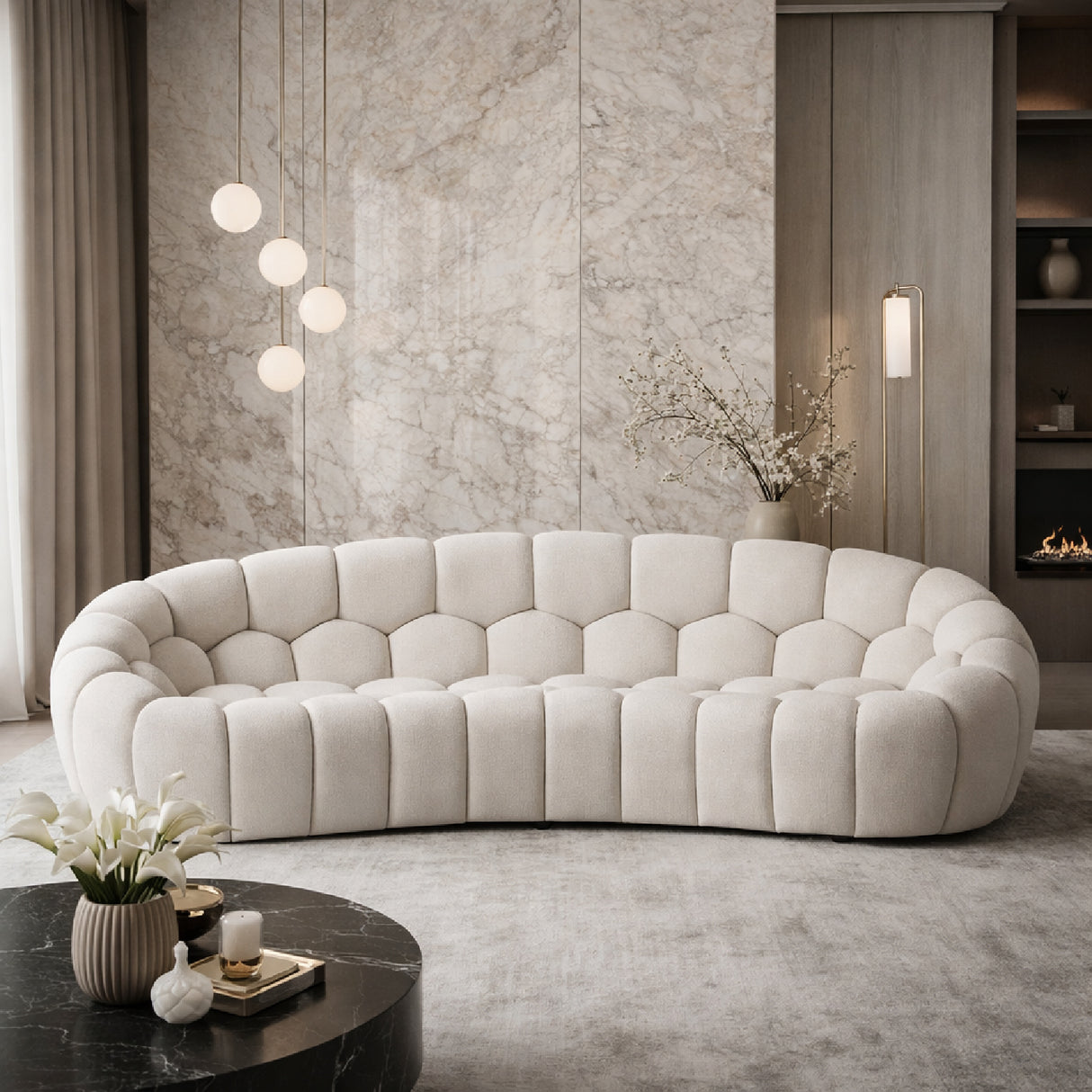 Hexagonal-Tufted Curved Sofa | Oroa.com